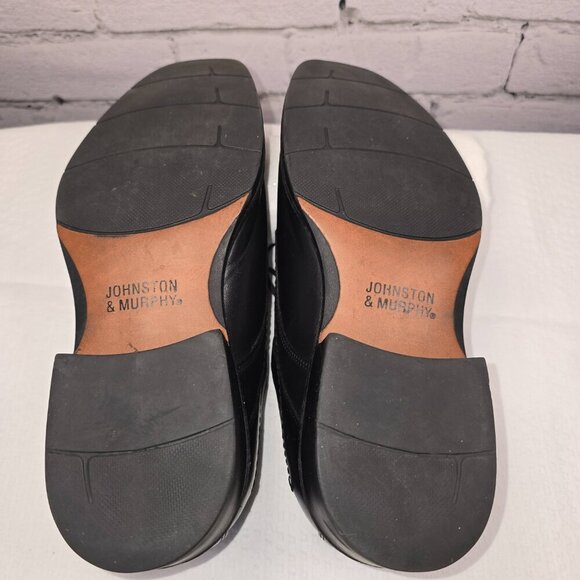 JOHNSTON AND MURPHY BARTLETT MOC TOE SHOES BLACK NAPPA LEATHER, MENS 8 EUC - Picture 5 of 7